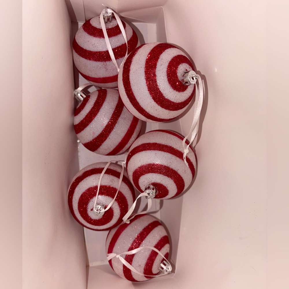 🏷️ 3/$75 Deal 🫱🏻‍🫲🏽 Holiday Ornament Set Christmas Tree Candycane Swirl Glitter